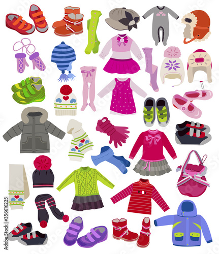 set of fashion children's clothes isolated on white background .(vector illustration) © Alexandra_K