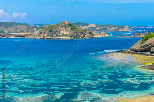 the beautiful coastal scenery in the Kuta, Lombok island