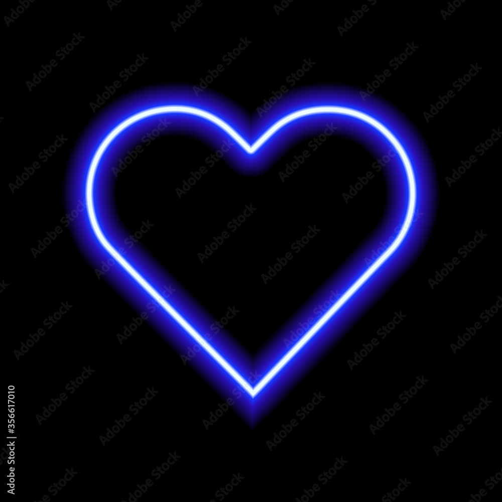 Blue neon heart. Luminous element for your design. Blue neon heart. Luminous element for your design.