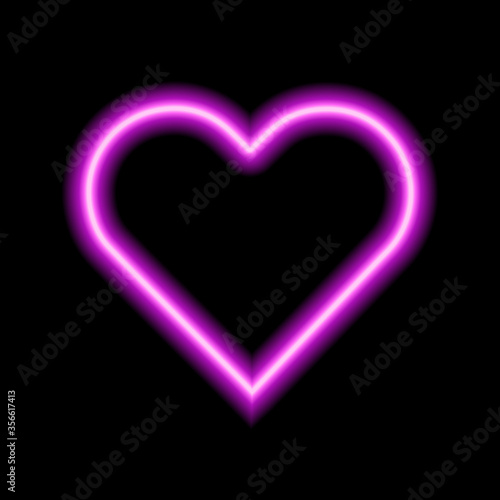Pink neon heart. Luminous element for your design.
