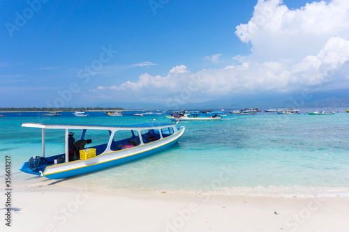 LOMBOK, INDONESIA - 17/09/2016 : Amazing view by the beach in Gili Trawangan island, Lombok, Indonesia