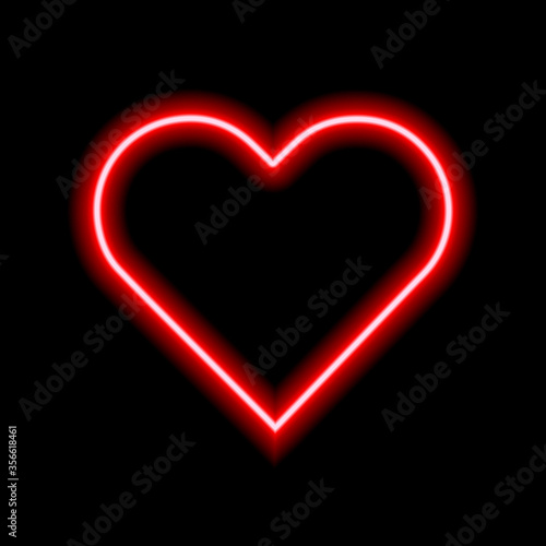 Red neon heart. Luminous element for your design.