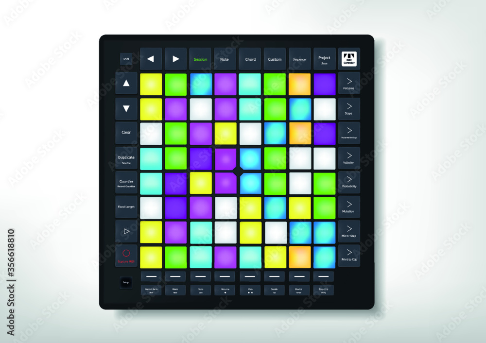 Realistic midi controller technology object,Launchpad vector design,