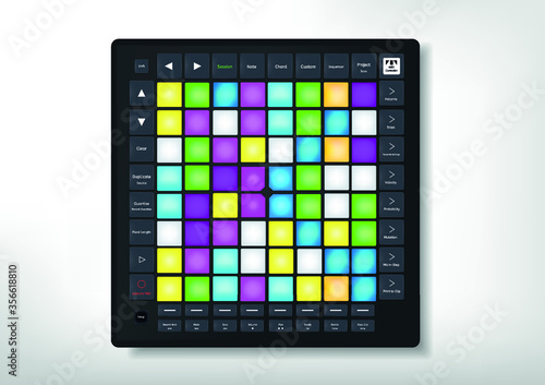 Realistic midi controller technology object,Launchpad vector design,