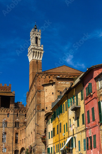 Streets and buildings in Siena, Italy 