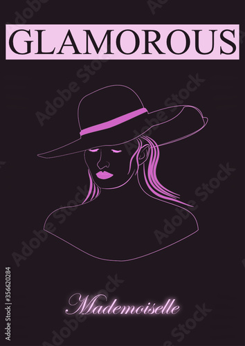 Quadro em tela linework design of a glamorous mademoiselle.