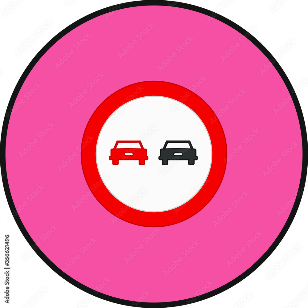 Forbidden overtaking traffic signs icons. illustration for web and mobile design. Forbidden overtaking traffic signs icons. illustration for web and mobile design.