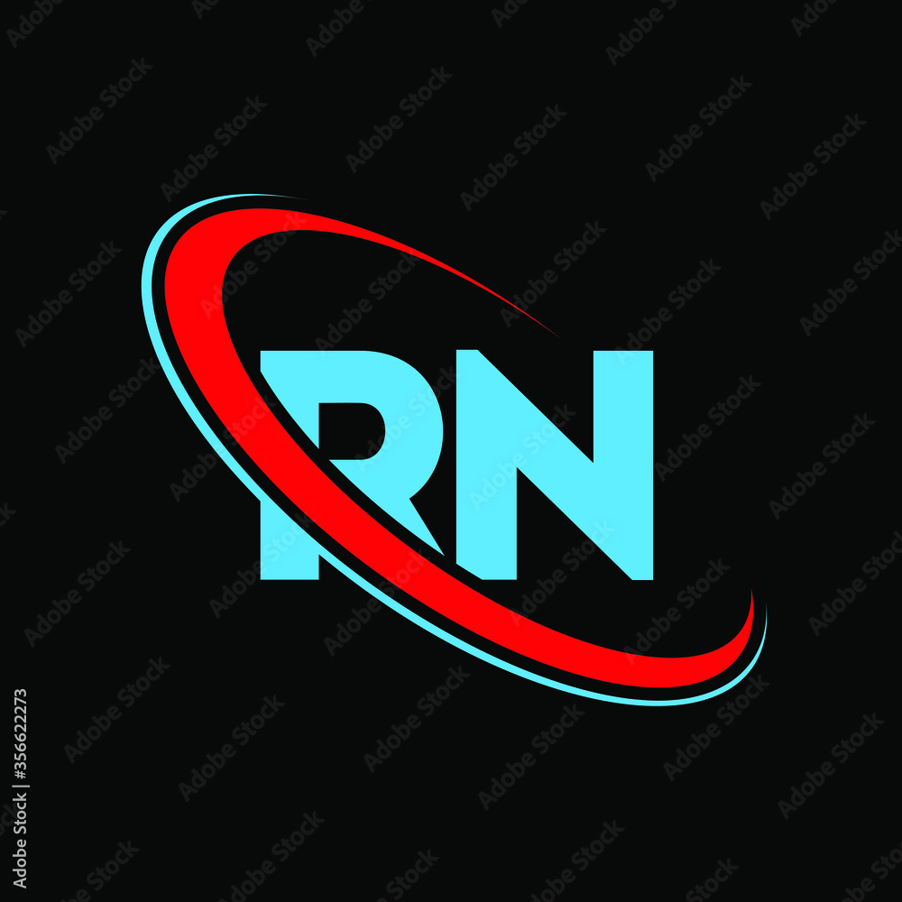 RN R N letter logo design. Initial letter RN linked circle uppercase  monogram logo red and blue. RN logo, R N design. rn, r n Stock Vector |  Adobe Stock
