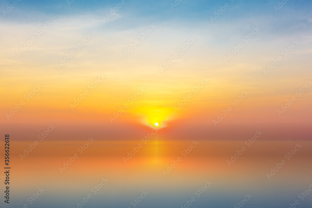 Dramatic sunset and sunrise s reflection landscape background use for banner or cover design.