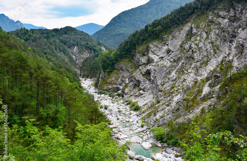 The landscape around Pozze Smeraldine - Emerald Pools - near Tramonti di Sopra in Friuli-Venezia Giulia, north east Italy 