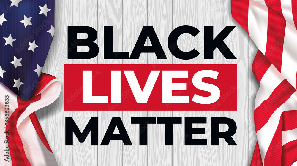 Black lives matter. with USA flag on a white table. Vector illustration.
