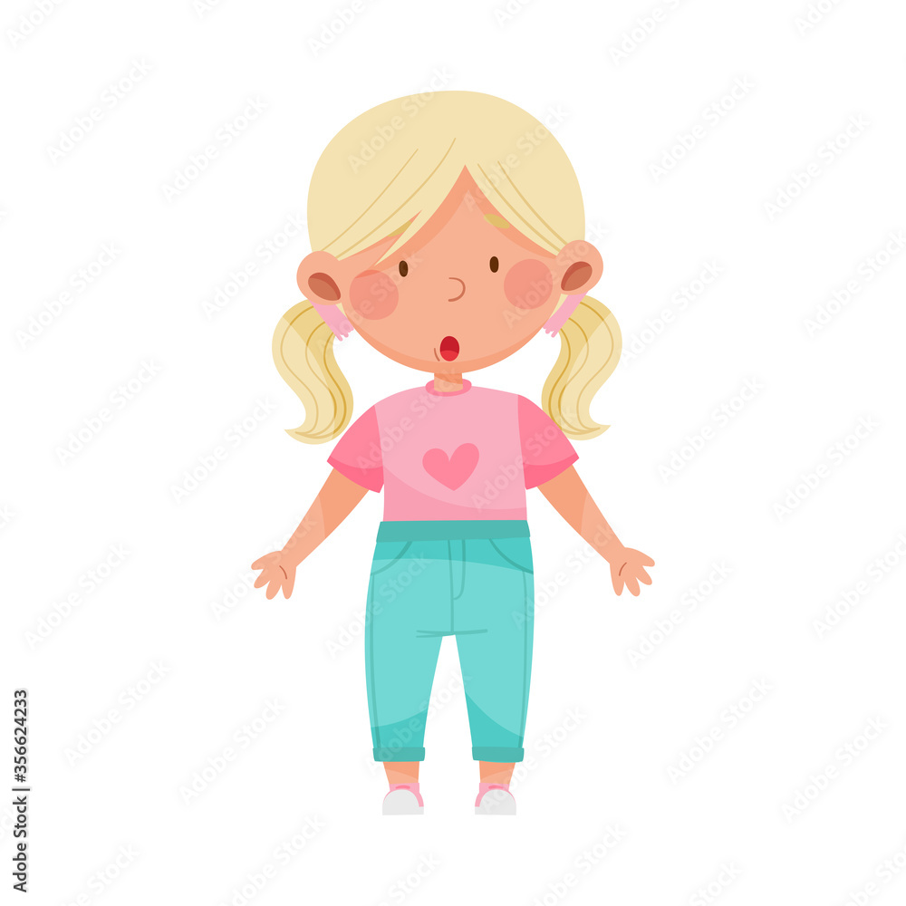 Emoji Girl with Ponytails Feeling Shocked and Puzzled Vector Illustration Emoji Girl with Ponytails Feeling Shocked and Puzzled Vector Illustration