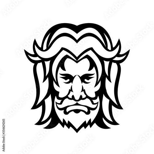 Baldr Balder or Baldur Norse God Front View Mascot Black and White