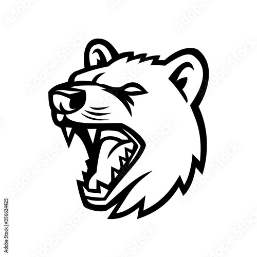 Tasmanian Devil Head Mascot Black and White photo