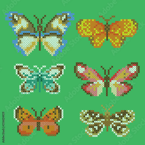 cross stitch set of butterflies