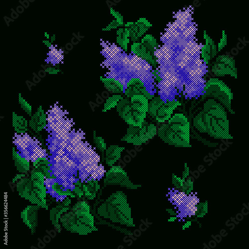 cross stitch lilac set