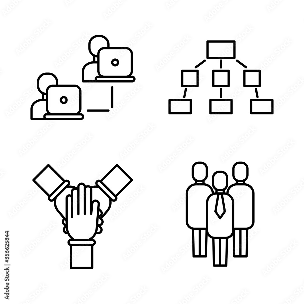 Team work best icon line set. Business people line icons