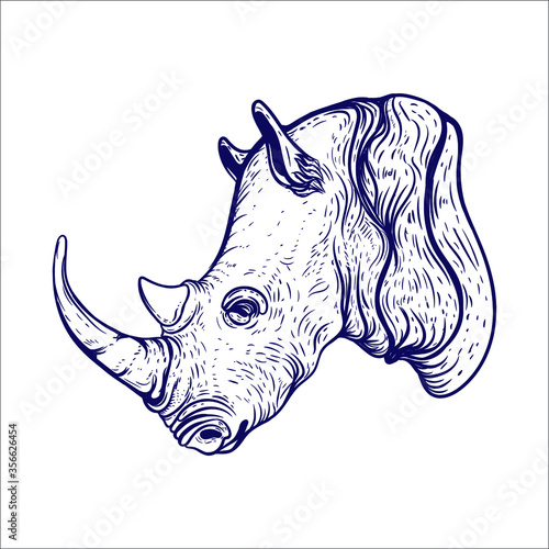 hand drawn rhino artwork illustration