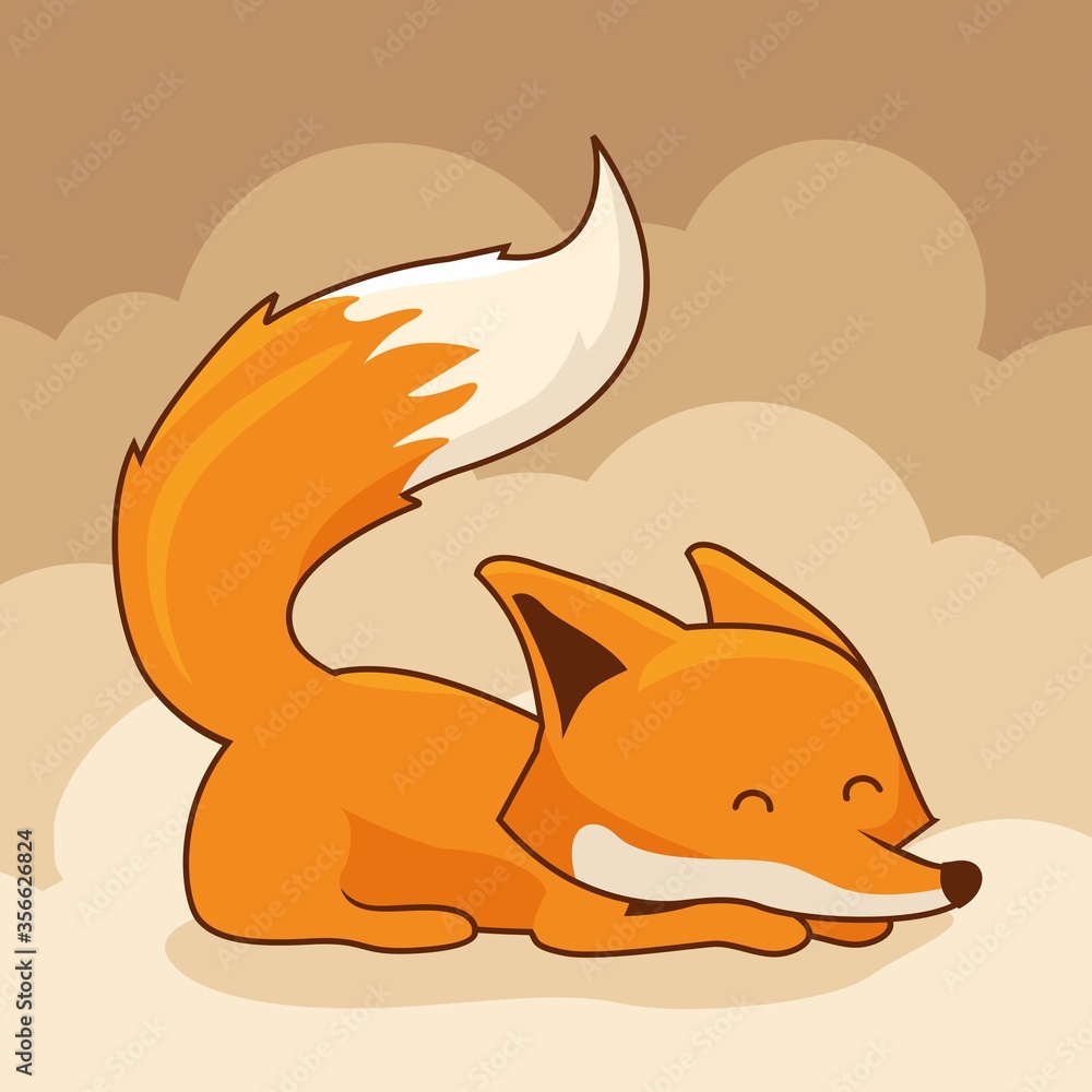 Fox Cartoon Cute Animals Isolated Fox Cartoon Cute Animals Isolated