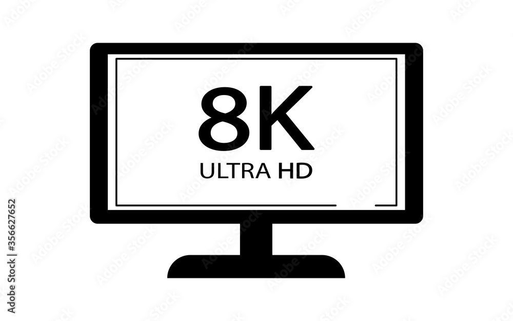 Black and white video or screen resolution icons. Set from 1080p to 8k. 8K UHD is the highest resolution defined in the Rec. 2020 standard. Black and white video or screen resolution icons. Set from 1080p to 8k. 8K UHD is the highest resolution defined in the Rec. 2020 standard.