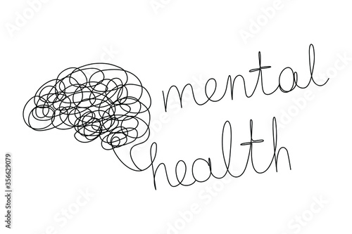 Mental Health Minimalist One Line Art Symbol Brain Confusion Vector Icon