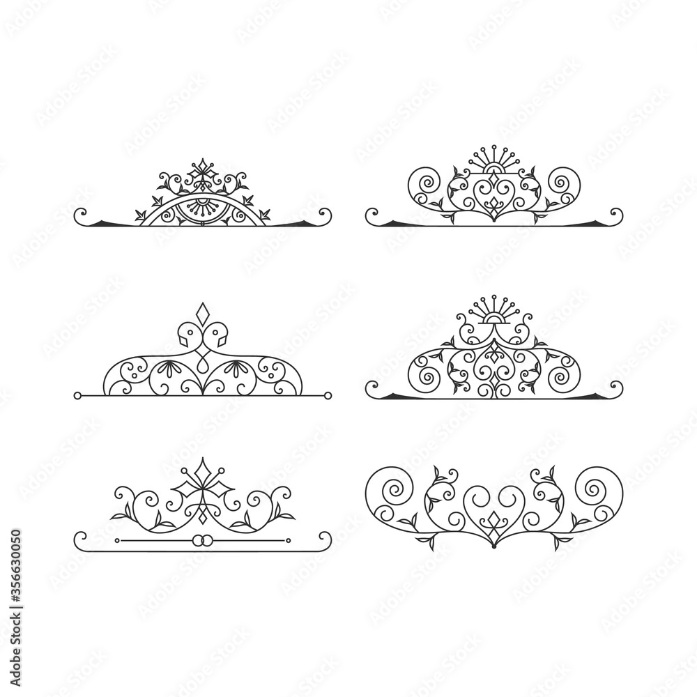Naklejka premium Set of Victorian style decorative elements. Vector isolated illustration.