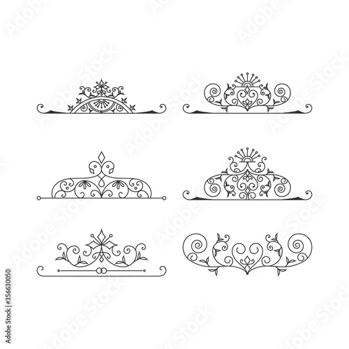 Set of Victorian style decorative elements. Vector isolated illustration.