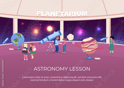 Astronomy lesson poster flat vector template