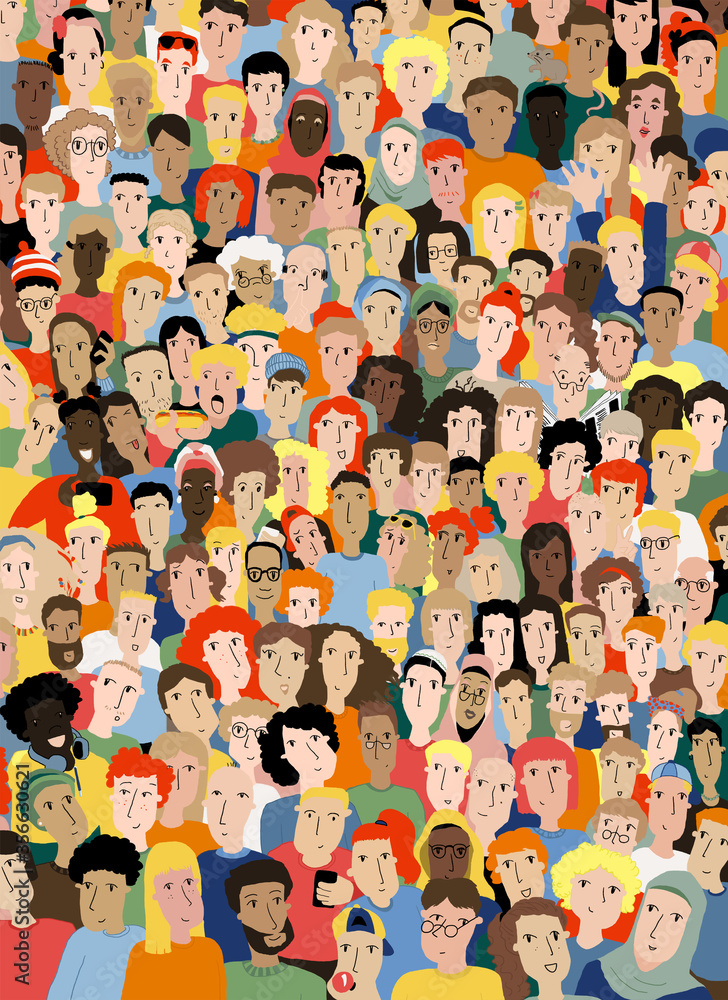 Fototapeta premium large crowd with many faces