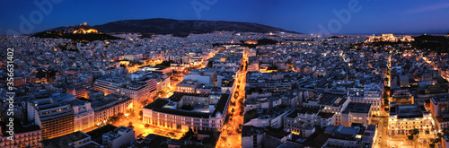 Athens city panoramic view at twilight time, Greece
