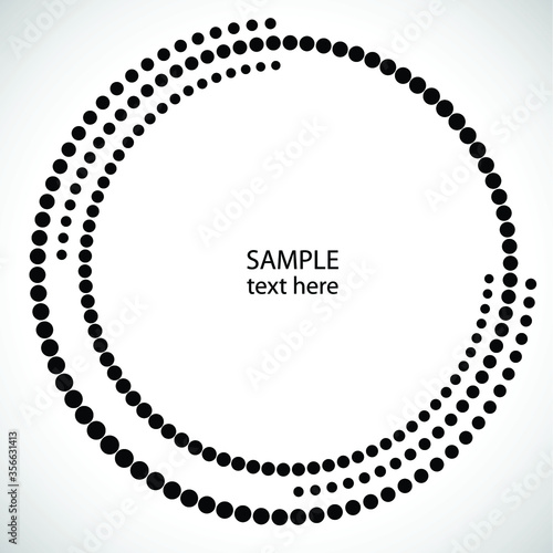 Halftone dots in circle form. round logo . vector dotted frame . design element