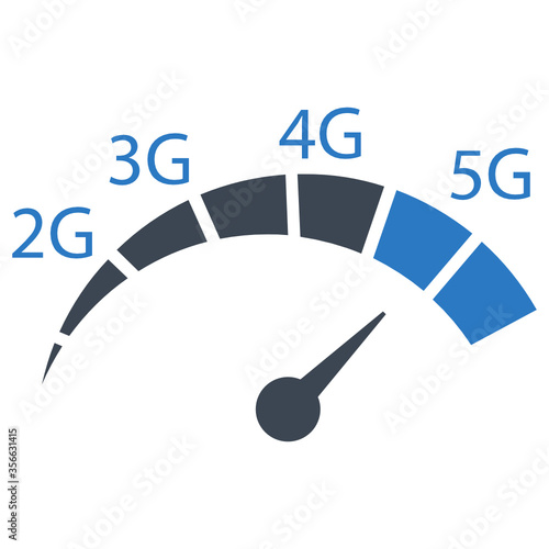 5G 5th generation mobile network wireless Speed meter vector icon design 