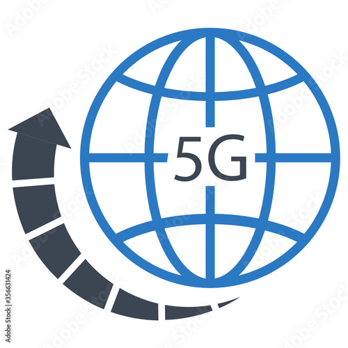 5G 5th generation mobile network wireless internet vector icon conept