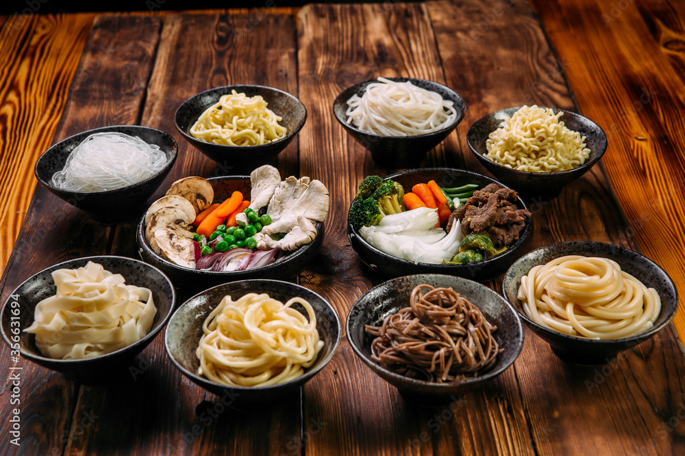 Ingredients cooking korean cuisine dish noodles