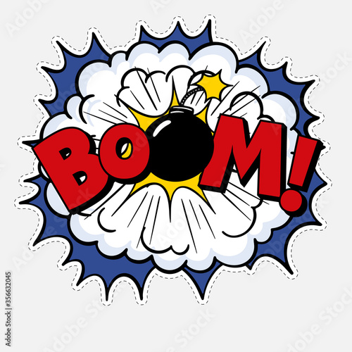 Pop art comic text BOOM