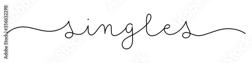 SINGLES black vector monoline calligraphy banner with swashes