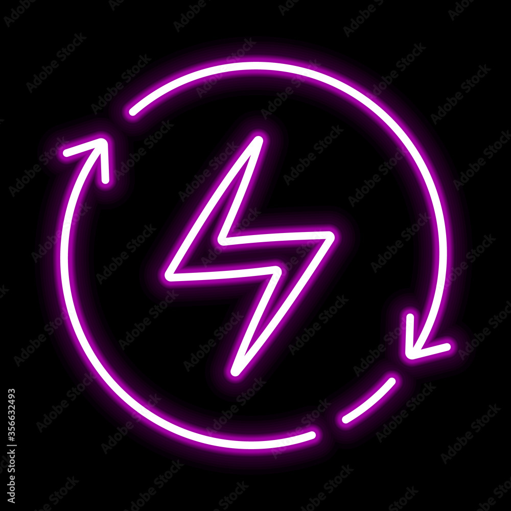 Renewable energy line pink glowing neon ui ux icon. Glowing sign logo vector Renewable energy line pink glowing neon ui ux icon. Glowing sign logo vector