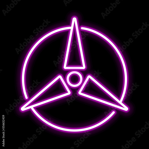Wind power pink glowing neon ui ux icon. Glowing sign logo vector