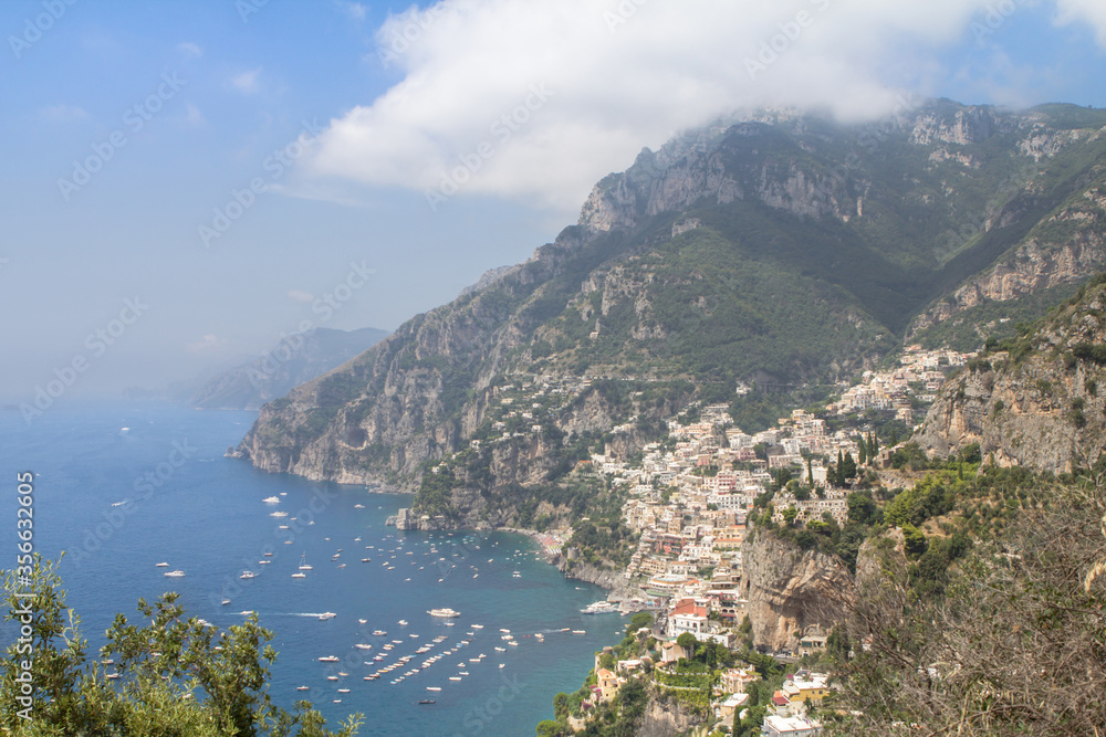 Coastline of Positano city, Amalfi coast, Italy