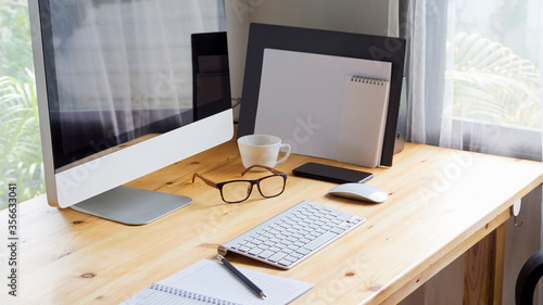 Wallpaper Mural Office desk in home with computer. Torontodigital.ca