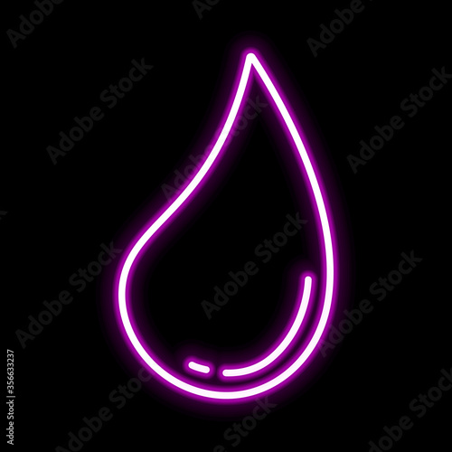 Water drop pink glowing neon ui ux icon. Glowing sign logo vector