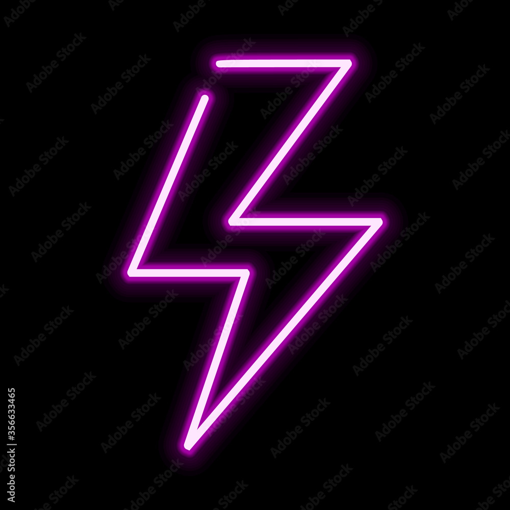 Lightning pink glowing neon ui ux icon. Glowing sign logo vector Lightning pink glowing neon ui ux icon. Glowing sign logo vector