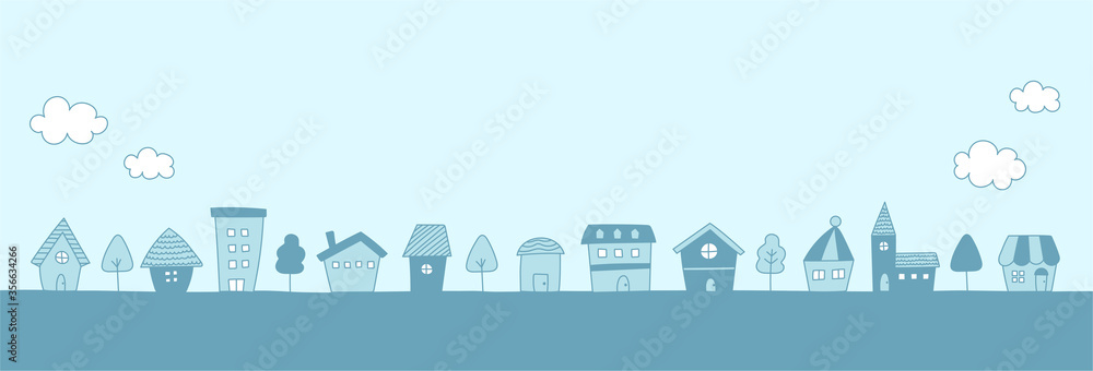 手書きの街並のイラストのセット 家 背景 Stock Vector Adobe Stock