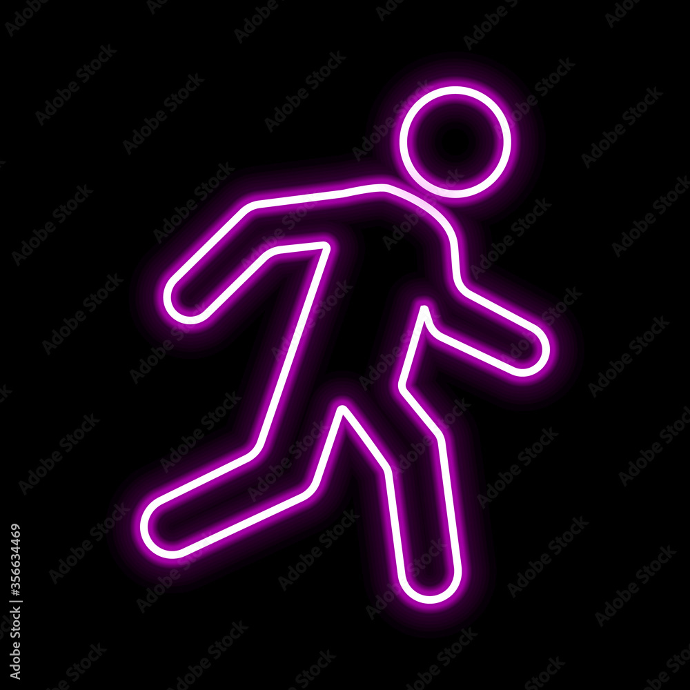 Running man icon. Glowing sign logo vector Running man icon. Glowing sign logo vector