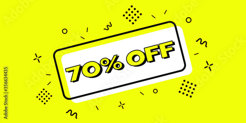 yellow 70% off special offer banner for websites, shops