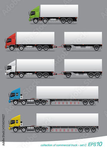 VECTOR EPS10 - collection of commercial cargo truck template,
isolate on grey background.