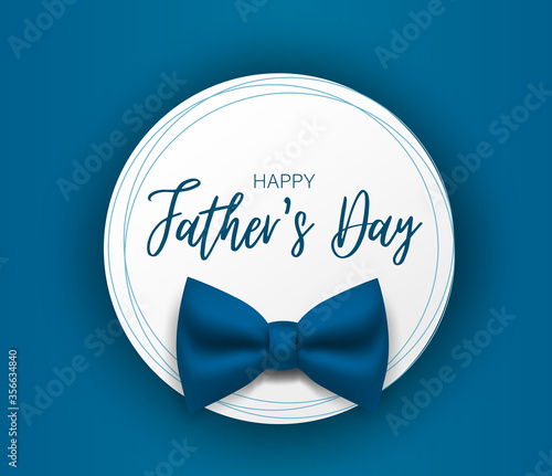 Happy Father's day banner. Simple vector with blue bow tie.