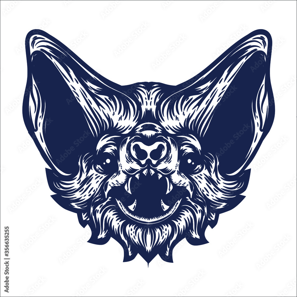 Fototapeta premium bat face artwork tattoo sketch