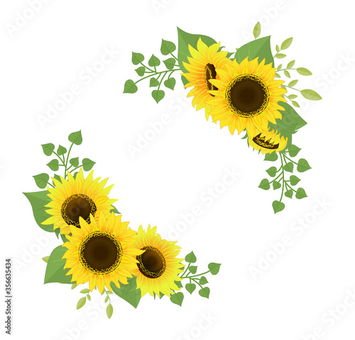 Sunflower bouquet vector.Isolated on white background.Cartoon style