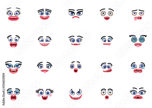 Monster icons set with eyes and mouths